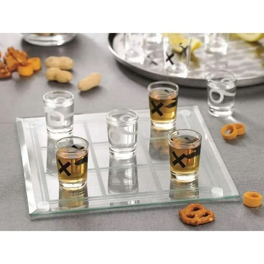 Glass Tic Tac Toe Shot Set Game